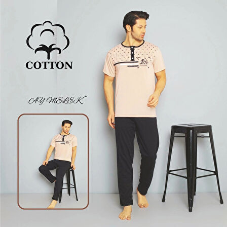 Erkek Pamuklu Pijama Takımı Cotton Gömlek ve Pijama Seti