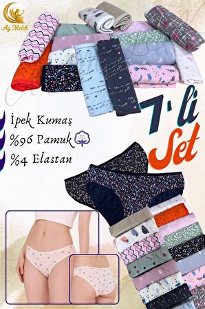 Kadın Külot / Kilot (7 Adet) Karma Renk Esnek Pamuklu Çamaşır