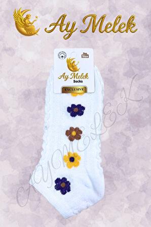 Kadın Çorap (4 Çift) Doğal Pamuklu Desenli Yetişkin Kız Çocuk Çorabı