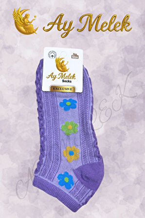 Kadın Çorap (4 Çift) Doğal Pamuklu Desenli Yetişkin Kız Çocuk Çorabı