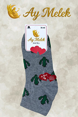 Kadın Çorap (4 Çift) Doğal Pamuklu Desenli Yetişkin Kız Çocuk Çorabı