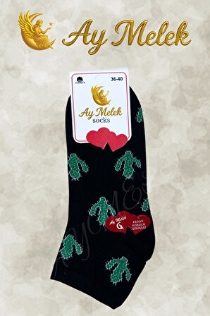 Kadın Çorap (4 Çift) Doğal Pamuklu Desenli Yetişkin Kız Çocuk Çorabı