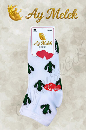 Kadın Çorap (4 Çift) Doğal Pamuklu Desenli Yetişkin Kız Çocuk Çorabı