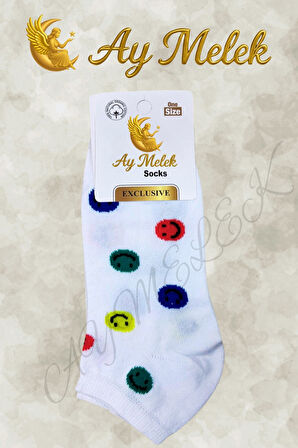 Kadın Çorap (4 Çift) Doğal Pamuklu Desenli Yetişkin Kız Çocuk Çorabı