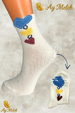 Kadın Çorap (8 Çift) Doğal Pamuklu Desenli Yetişkin Kız Çocuk Çorap