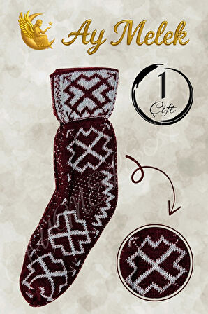 Kadın Yün Çorap (3 Çift) Doğal Lambswool Yünlü Özbek - Türkmen Yün Çorap