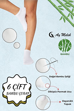 Kadın Çorap (6 Çift) Kısa Patik Bambu Esnek Terletmez Erkek Çorap