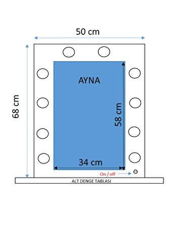 Home | Işıklı Solist Makyaj Aynası | Kulis Aynası | 68x50 Cm | Makyaj Aynası