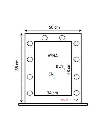 Home | Işıklı Solist Makyaj Aynası | Kulis Aynası | 68x50 Cm | Makyaj Aynası