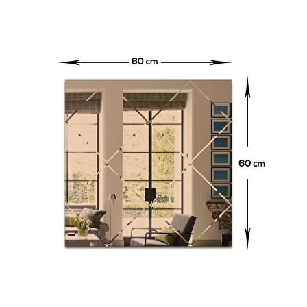 Ayna | Bronz Ayna | Baklava Kanallı - Kare Ayna | 60cm X 60cm