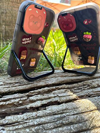Iphone 11 Uyumlu Aynalı Kamera Kapaklı Emojili Telefon Kılıfı