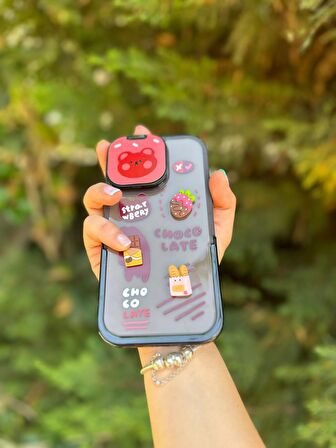 Iphone 11 Uyumlu Aynalı Kamera Kapaklı Emojili Telefon Kılıfı