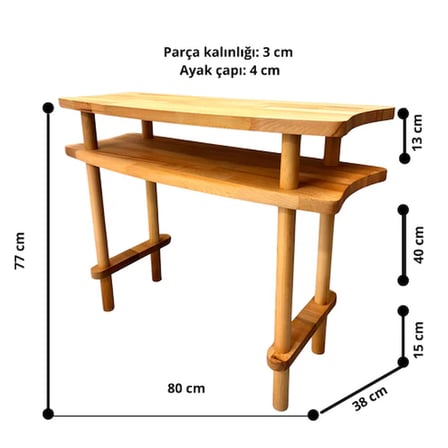 80x38x77 cm Aynalı Masif Kayın Dresuar – Modern İskandinav Antre Konsolu & Makyaj Masası (Maun)