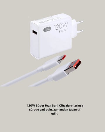 120W Mi Turbo Destekli Hızlı Şarj Cihazı Type-C Uyumlu Akım Korumalı