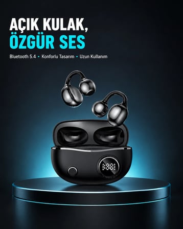 Açık Kulak Bluetooth Kulaklık 5.4 APTX Destekli Ergonomik Tasarım