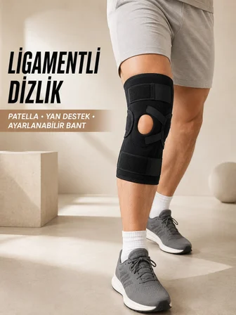 Ligament Destekli Dizlik Ayarlanabilir Cırtlı Açık Patella Diz Destekliği