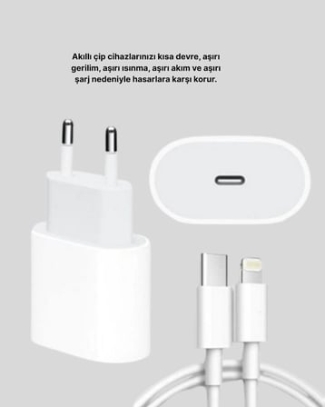 iPhone ve iPad Uyumlu 20W Güvenli USB-C Hızlı Şarj Adaptörü