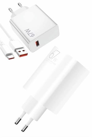Beyaz Ultra Plus Hızlı Şarj Seti Şarj Adaptörü ve Kablosu 67W