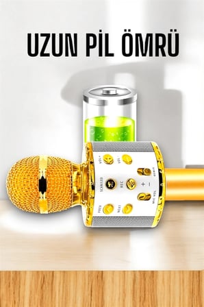 Kablosuz Bluetooth Karaoke Mikrofon USB ve AUX Girişli, Yüksek Ses Kalitesi