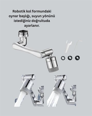 Esnek 1080° Musluk Başlığı 3 Eklemli Hareketli Su Modlu Lavabo Aparatı