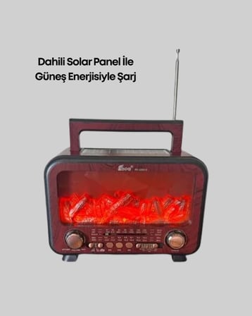 Taşınabilir Şömine Görünümlü Bluetooth Hoparlör – Solar Şarjlı, Alev Işıklı, 7W Ses
