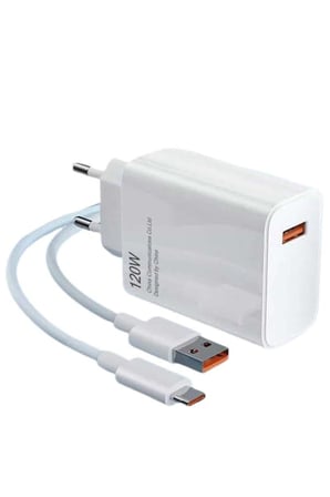 Type C Yüksek Hızlı Şarj Aleti Beyaz 120W Ultra Uzun Ömürlü