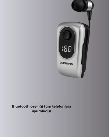 Profesyonel Bluetooth Kulaklık – Klipsli, Titreşimli, Dijital Göstergeli