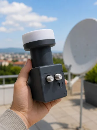 4K Ultra HD Twin LNB Çift Uydu Çıkışlı Ku Band Çanak Anten LNB 0.1 dB