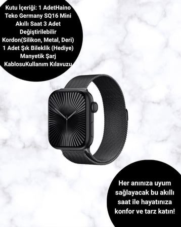 SQ-16 Mini Series 10 Akıllı Saat – 3 Kordon + Hediye Bileklik