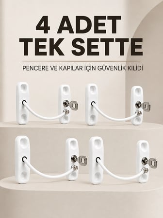 Anahtarlı Pencere Emniyet Kilidi 4 Adet Güvenlik Seti