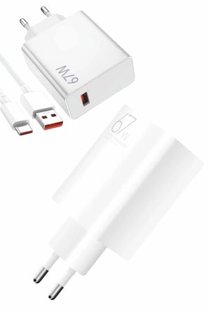 Beyaz Ultra Plus Hızlı Şarj Seti Şarj Adaptörü ve Kablosu 67W
