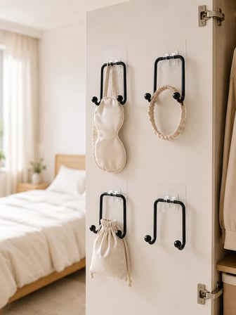 4'lü Yapışkanlı Askı Seti Mutfak Banyo ve Ev İçin Duvar Askısı