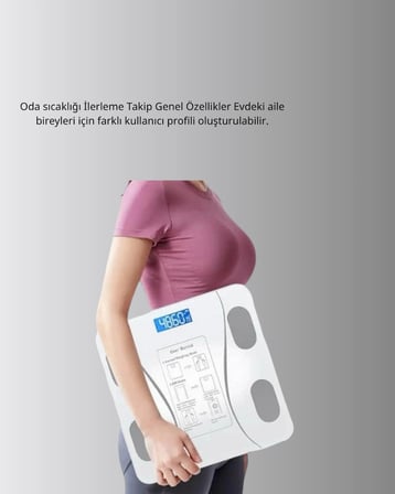Akıllı Dijital Baskül – Bluetooth Bağlantılı, 8 Ölçüm Verili, Akıllı Vücut Analiz Tartısı