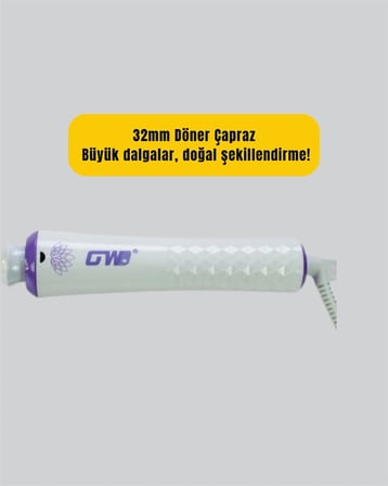 GW 32mm Döner Başlıklı Saç Kıvırma Makinesi – Her An Her Yerde Profesyonel Şekillendirme