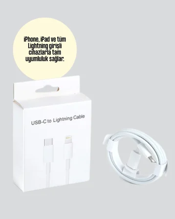 Aşırı Şarj ve Pil Koruması ile Akıllı Çipli Lightning Kablo 1.2m