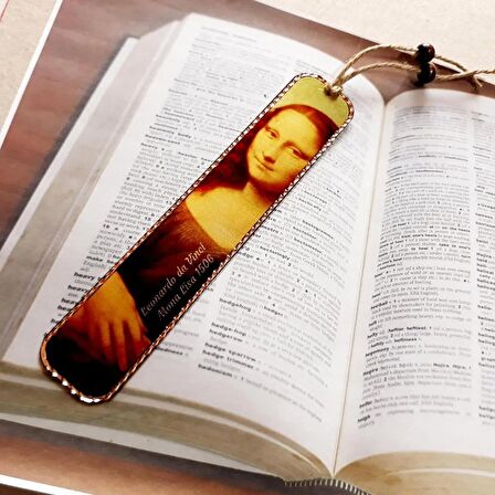 Bakır kitap ayracı, El işçilikli kitap ayracı, Ünlü Tablolar-Mona Lisa tasarım