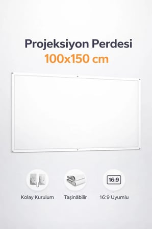 Yüksek Çözünürlük Duvar Tipi Projeksiyon Perdesi 100x150 cm