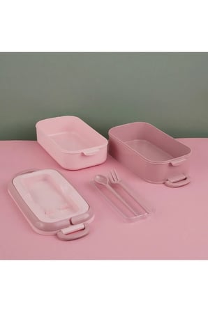 2 Katlı Kaşık Çatallı Beslenme Kutusu 1,8 L Pembe