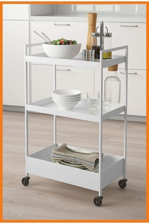 Tekerlekli Servis Sehpası 50 X 30 X 83 Cm Çelik Beyaz
