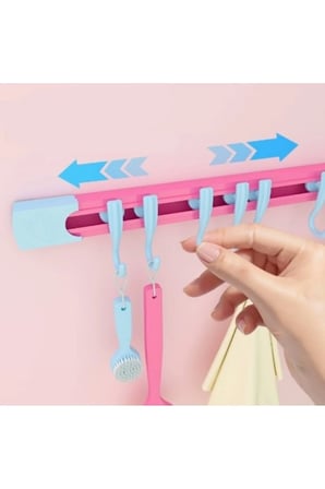 10 Kancalı Raylı Mutfak Banyo Düzenleyici Askı 30 cm