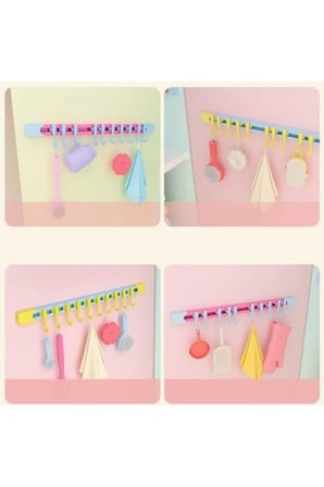 10 Kancalı Raylı Mutfak Banyo Düzenleyici Askı 30 cm