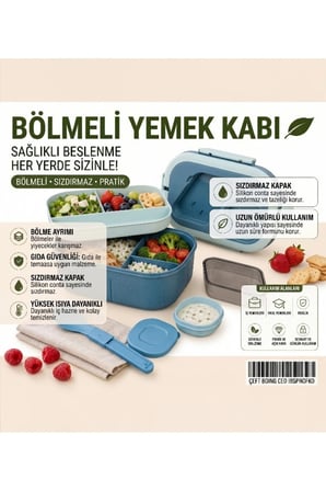 Beslenme Kutusu 2 Katlı Lunch Box Kilitli Kapak Yemek Kabı - 2 Katlı Bölmel