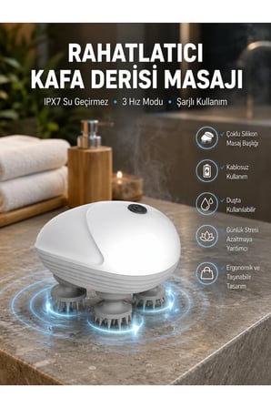 Derin Masaj Sağlayan Elektrikli Kafa Masaj Aleti, Rahatlatıcı ve Yenileyici