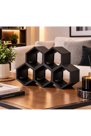 5 Hazneli Modern Yatay Şarap Şişe Stant Organizer