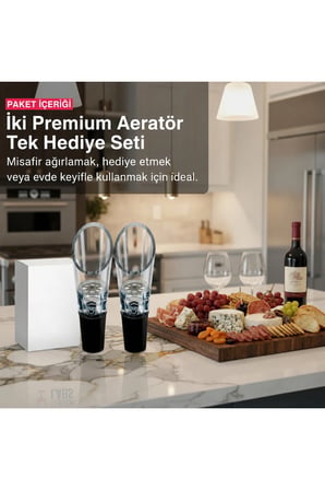 Şarap Dökücü Havalandırıcı 2'li Set, Damlatmaz Şişe Aparatı