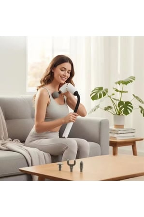 4 Başlıklı Uzun Saplı Derin Doku Masaj Tabancası, Boyun, Omuz ve Sırt için