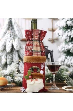 Yılbaşı Temalı Şarap Kılıfı Çantası Noel 1 Adet