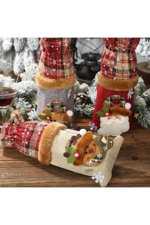 Yılbaşı Temalı Şarap Kılıfı Çantası Noel 1 Adet