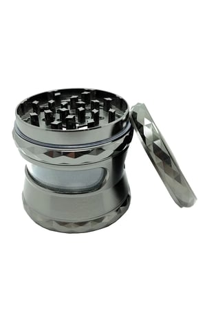 63 mm Gri Pencereli Herbal Öğütücü Tütün ve Baharat Parçalayıcı