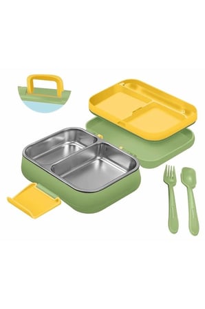 Çelik sefer tası 2 bölmeli kulplu 1030ml